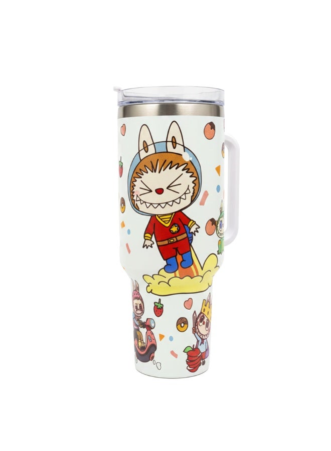 Stanley Thermal Mug 1200ML with Handle – Double Wall Vacuum Insulated Stainless Steel Tumbler with Lid, Labubu Cartoon Printed Design, Cute & Practical Gift Mug for Kids, Girls, Teens & Daily Use - Image 1