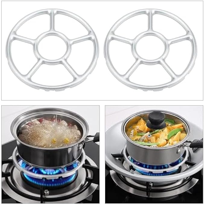 Khazna Alloy MultiFunction Gas Ring Reducer Universal Hob Ceramic Pan Supports Alloy MultiFunction Trivets Stove Top Gas Ring Reducer For Cooker Heat Simmer Coffee Pots 2 Pcs - Image 4