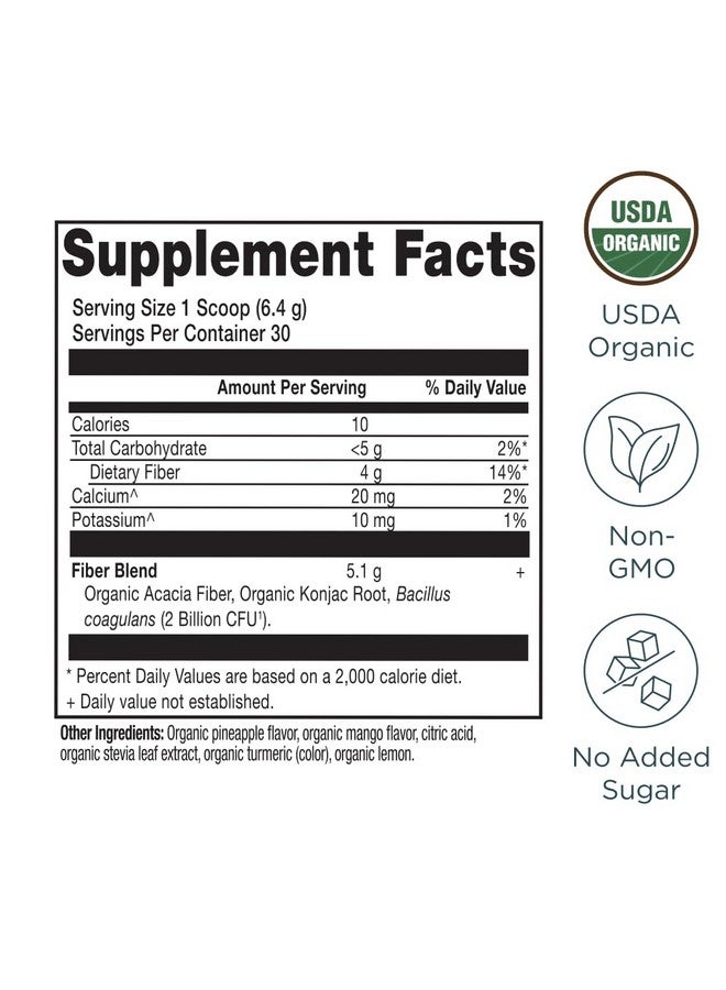 Ancient Nutrition مسحوق الألياف العضوي من أنسيانت نيوترشن، أناناس مانجو، ألياف قابلة للذوبان من صمغ الأكاسيا وجذر الكونجاك، يدعم صحة الجهاز الهضمي، يقلل من الانتفاخ، 6.4 أونصة - Image 2