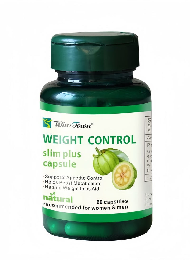 وينز تاون كبسولات التحكم في الوزن سليم بلس - داعم طبيعي للسيطرة على الشهية وتعزيز التمثيل الغذائي للرجال والنساء، 60 كبسولة - Image 1