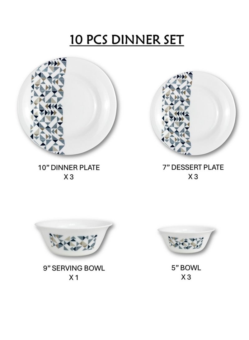 Melrich 10 Pcs Opal ware Dinner Set Durable Elegant and Stylish Dinner plate Dessert plate Bowl Serving Bowl BPA Free Dishwasher and Microwave Safe - Image 2
