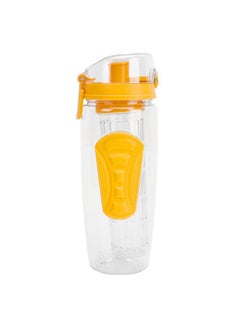 Fruit Infuser Water Bottle Anti Slip Grip Flip Top Lid Infused Water Bottles for Women Men Leakproof Water Infusion Bottle Yellow