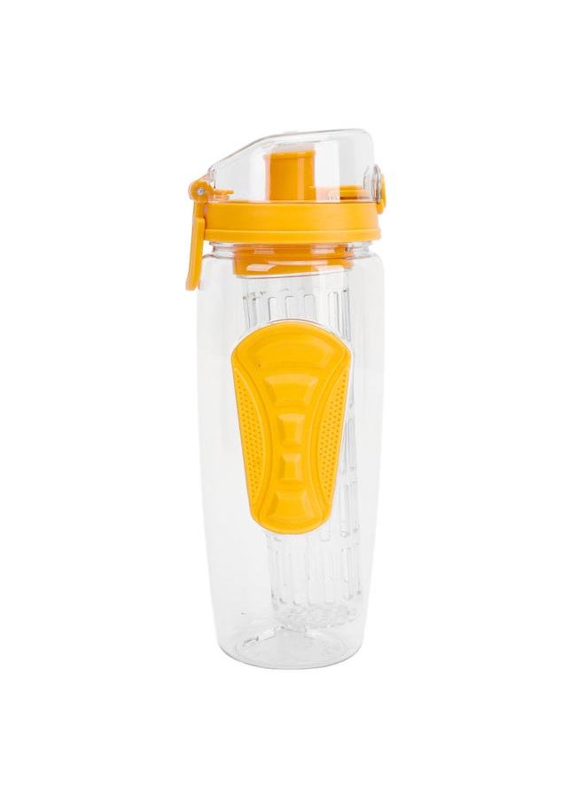 Thoraya - Fruit Infuser Water Bottle Anti Slip Grip Flip Top Lid Infused Water Bottles for Women Men Leakproof Water Infusion Bottle Yellow - Image 1