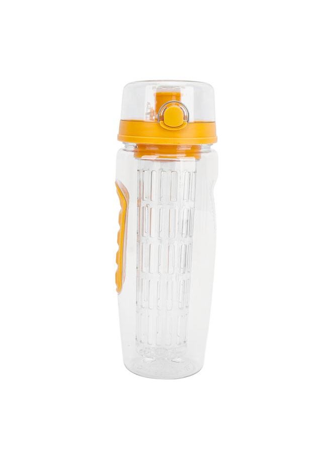 Thoraya - Fruit Infuser Water Bottle Anti Slip Grip Flip Top Lid Infused Water Bottles for Women Men Leakproof Water Infusion Bottle Yellow - Image 1