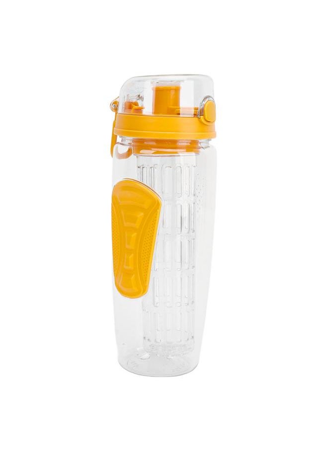 Thoraya - Fruit Infuser Water Bottle Anti Slip Grip Flip Top Lid Infused Water Bottles for Women Men Leakproof Water Infusion Bottle Yellow - Image 1