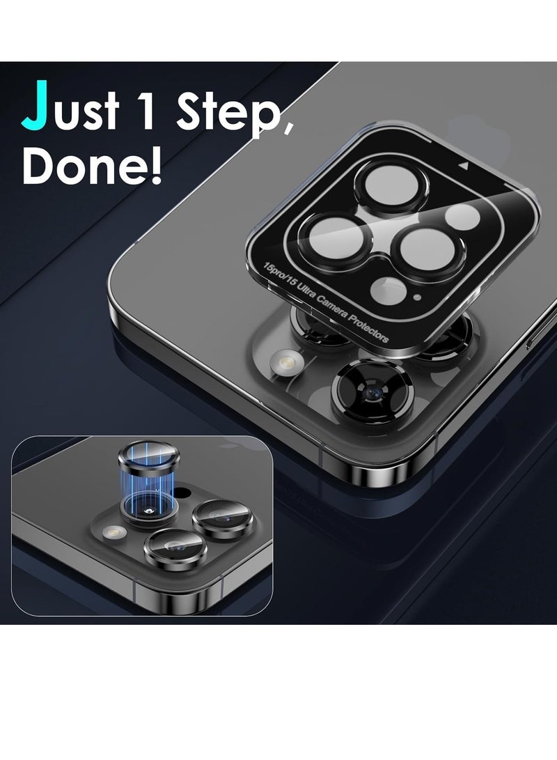 ELTRAZONE iPhone 15 Pro - iPhone 15 Pro Max Camera Lens Protector, 9H Tempered Glass Camera Cover Screen Protector Metal Individual Ring for iPhone 15Pro 6.1 inch iPhone 15 ProMax 6.7 inch (Black Titanium) - Image 2