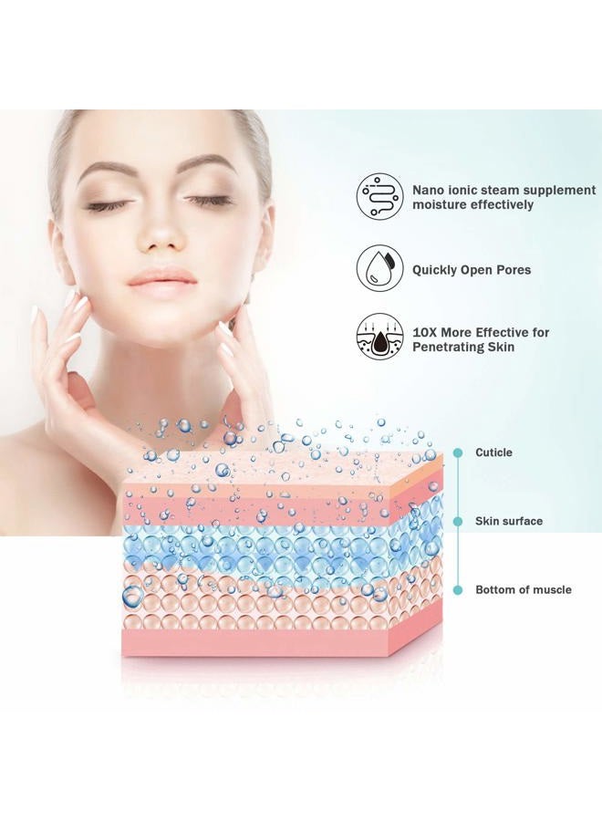 EZBASICS Facial Steamer-Nano Ionic Face Steamer for Home Facial, Unclogs Pores, Warm Mist Humidifier Atomizer, Humidifier Moisturizing Face Spa Steamer, Bonus Stainless Steel Skin Kit(Blue) - Image 3