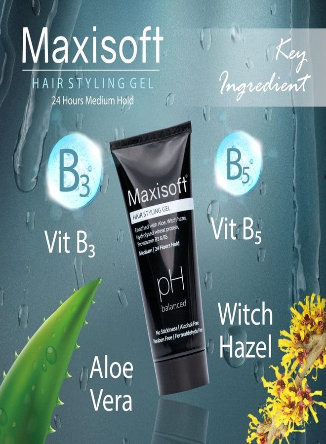 Maxisoft Hair Styling Gel | With Vitamin B3 & B5 |24-Hour Medium Hold | pH Balanced | Paraben Free| For All Hair Types | (Pack of 1 X 100 ml) - Image 3