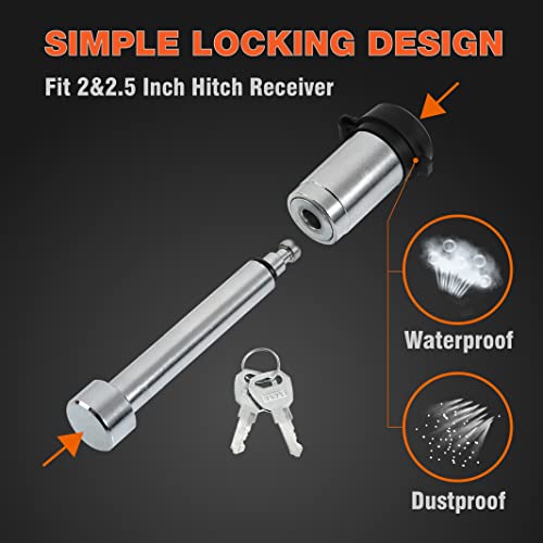 BIG RED 2 Pack 5/8" Diameter Trailer Hitch Lock Pin with Keys for Class III IV 2" and 2-1/2" Receiver, ATRMT8026R - Image 4