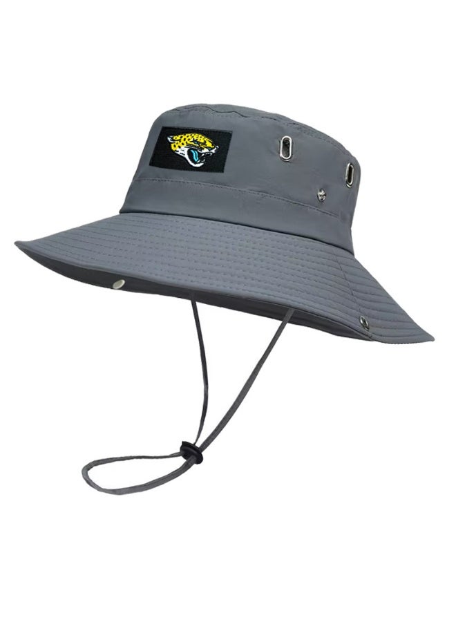 Jacksonville Jaguars Grey Wide-Brim  Bucket Hat with Adjustable Chin Strap