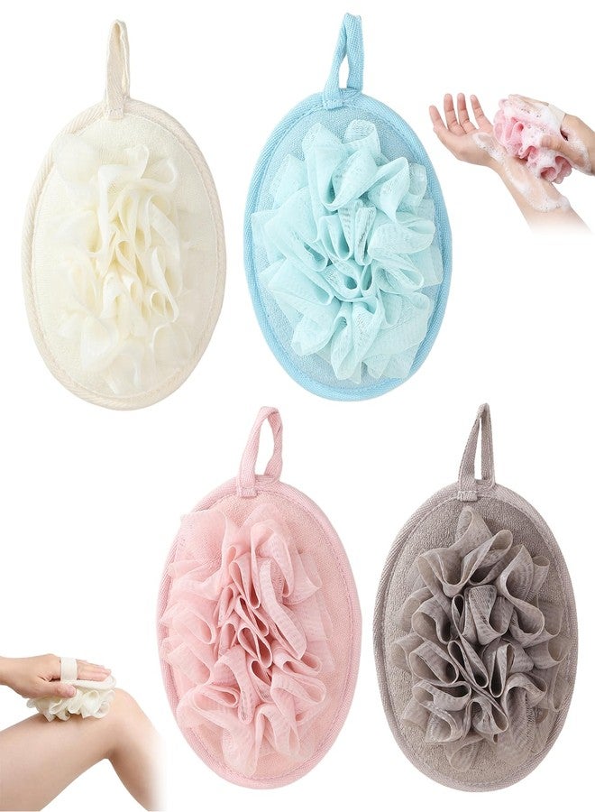 DAWZMR 4 Pcs Larger Lightweigh Travel Size Loofah, Small Mini Travel Sponges for Body with Elastic Hand Strap, Sensitive Skin Exfoliating - Image 1