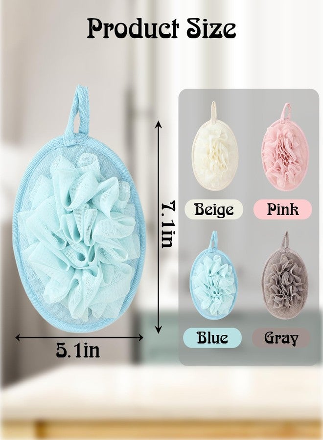DAWZMR 4 Pcs Larger Lightweigh Travel Size Loofah, Small Mini Travel Sponges for Body with Elastic Hand Strap, Sensitive Skin Exfoliating - Image 2