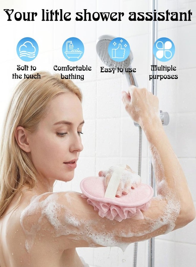 DAWZMR 4 Pcs Larger Lightweigh Travel Size Loofah, Small Mini Travel Sponges for Body with Elastic Hand Strap, Sensitive Skin Exfoliating - Image 5