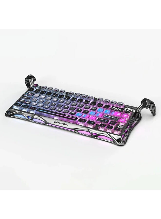 Gravastar Mercury K1 Pro 75% Mechanical Gaming Keyboard – Hot-Swappable Kailh Speedy Mint Linear Switches, Gasket-Mounted Plate, RGB Dual Lighting, Tri-Mode USB-C/Bluetooth/2.4GHz Wireless, 8000mAh Battery, Aluminum Alloy Frame, Mac & Windows Compatible, Cyberpunk