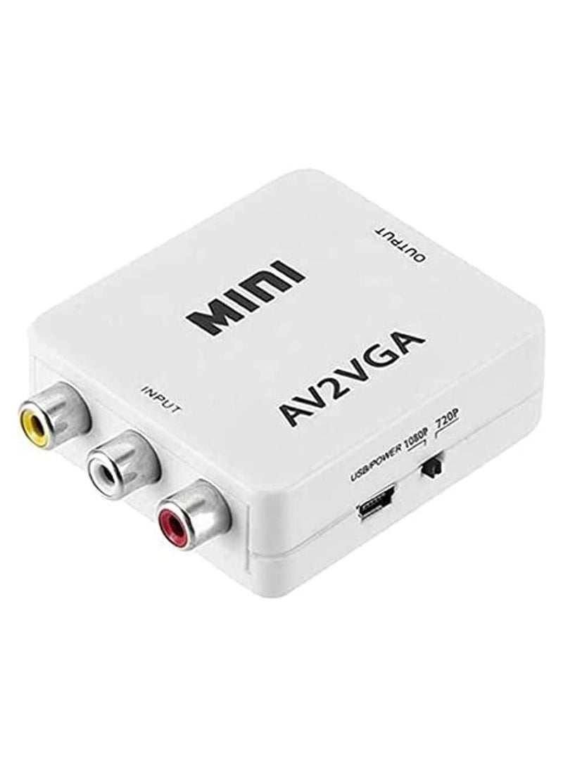 صندوق محول فيديو صغير عالي الوضوح AV2VGA – محول من AV RCA CVBS إلى VGA مع محول صوت 3.5 مم لتوصيل تلفزيون عالي الوضوح  - Image 1