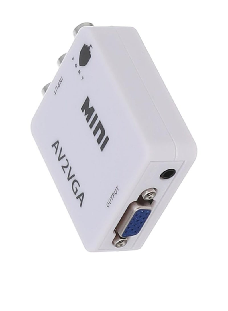 صندوق محول فيديو صغير عالي الوضوح AV2VGA – محول من AV RCA CVBS إلى VGA مع محول صوت 3.5 مم لتوصيل تلفزيون عالي الوضوح  - Image 3