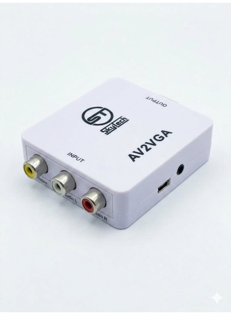 صندوق محول فيديو صغير عالي الوضوح AV2VGA – محول من AV RCA CVBS إلى VGA مع محول صوت لتوصيل تلفزيون عالي الوضوح - Image 1