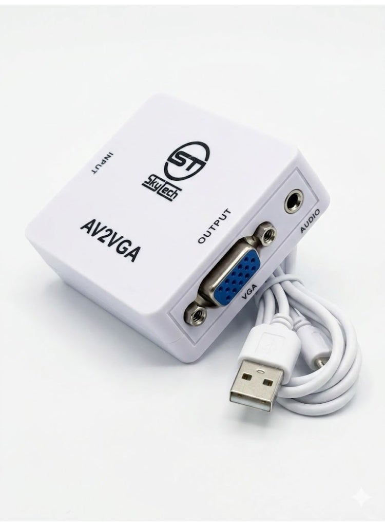 صندوق محول فيديو صغير عالي الوضوح AV2VGA – محول من AV RCA CVBS إلى VGA مع محول صوت لتوصيل تلفزيون عالي الوضوح - Image 3