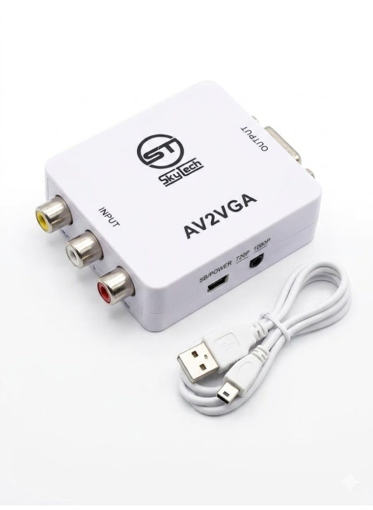 صندوق محول فيديو صغير عالي الوضوح AV2VGA – محول من AV RCA CVBS إلى VGA مع محول صوت لتوصيل تلفزيون عالي الوضوح - Image 2