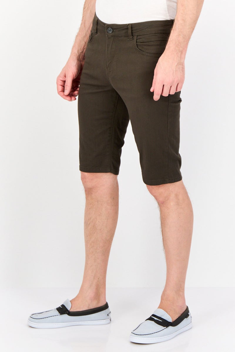 DeFacto Men Solid Chino Shorts, Dark Khaki - Image 4