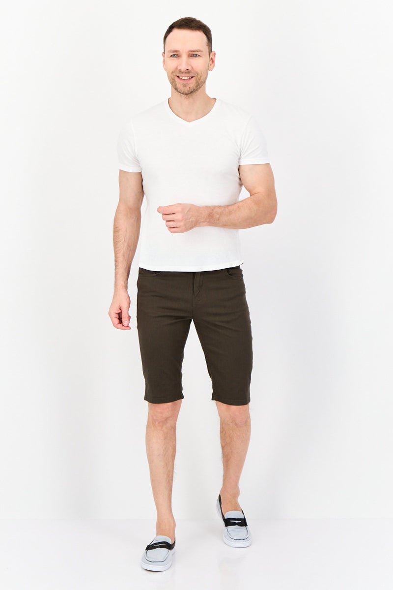DeFacto Men Solid Chino Shorts, Dark Khaki - Image 2