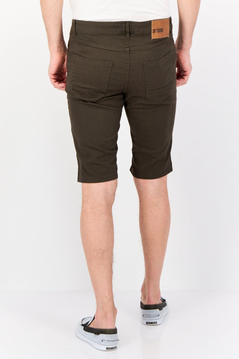 DeFacto Men Solid Chino Shorts, Dark Khaki - Image 3