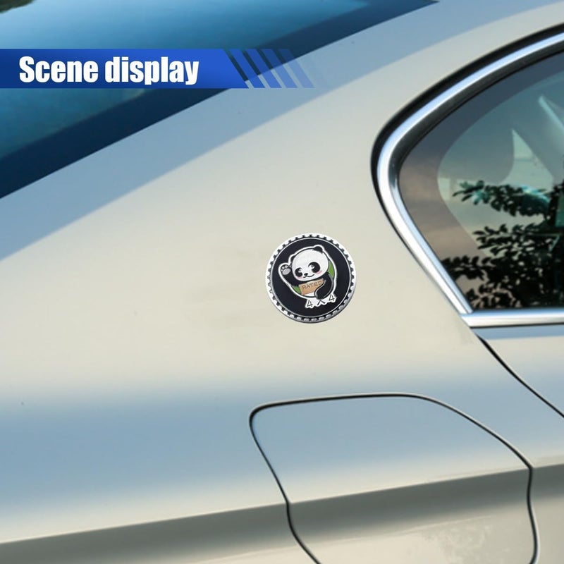LHDOS Panda Badge Rated Car Emblem, 4 x 4 Round Automotive Emblem Decal, 3D Metal Car Exterior Decoration Sticker Compatible with Cars, Trucks, SUVs, Wrangler Vehicles (Panda) Big & small space compatible - Image 4