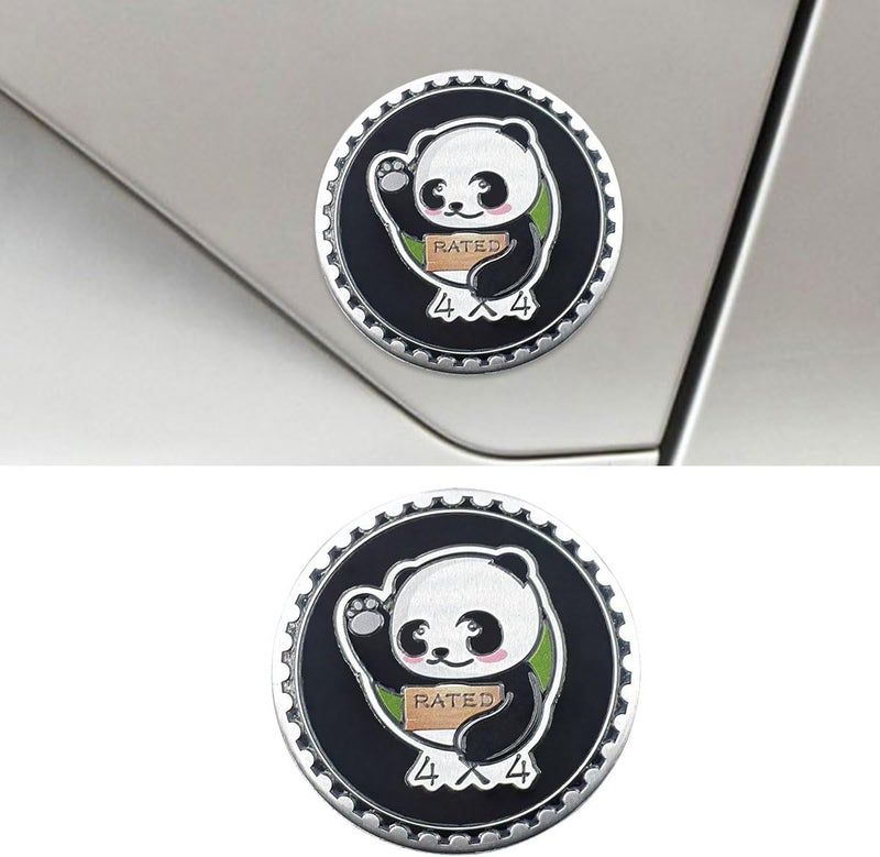 LHDOS Panda Badge Rated Car Emblem, 4 x 4 Round Automotive Emblem Decal, 3D Metal Car Exterior Decoration Sticker Compatible with Cars, Trucks, SUVs, Wrangler Vehicles (Panda) Big & small space compatible - Image 1