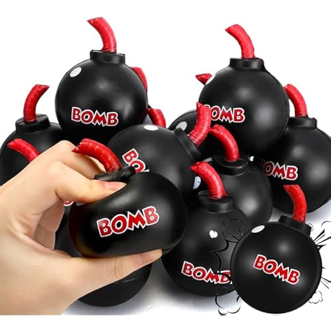 PullCrease 12 Set You are The Bomb Stress Toy with Cards Funny Stress Balls Squeezable Foam Stress Balls Fake Bomb Toy Gag Gifts for Office School Boys Girls Teens Adults Anxiety Stress Relief - Image 1