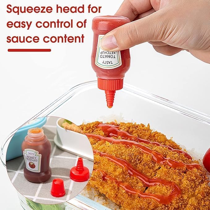 CLICKSWIFT زجاجات ضغط صغيرة 25 مل من كليك سويفت 2 قطعة مع غطاء لولبي للكاتشب/العسل/صلصة السلطة/صلصة الصويا حاويات تخزين محمولة متعددة الألوان للمكتب والمدرسة - Image 5