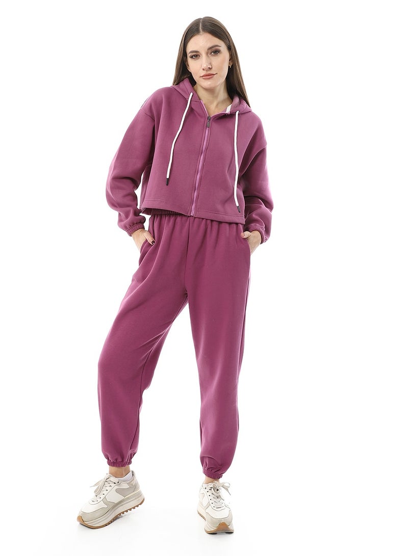 Andora Comfy Plain Zipped Tracksuit Set_Pastel Pink - Image 1