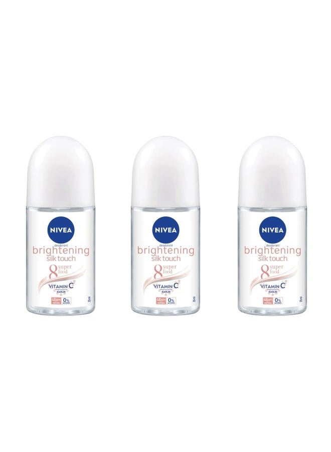 Nivea مزيل العرق رول أون نيفيا الإضافي لتفتيح البشرة 8 سوبر فود فيتامين سي معزز الكولاجين، لمسة حريرية، خالي من الكحول، حماية من الروائح لمدة 48 ساعة، بشرة ناعمة ومشرقة، 50 مل، 1.69 أونصة، عبوة من 3 - Image 1