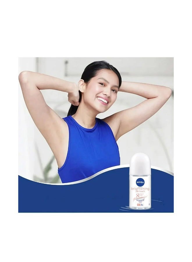 Nivea مزيل العرق رول أون نيفيا الإضافي لتفتيح البشرة 8 سوبر فود فيتامين سي معزز الكولاجين، لمسة حريرية، خالي من الكحول، حماية من الروائح لمدة 48 ساعة، بشرة ناعمة ومشرقة، 50 مل، 1.69 أونصة، عبوة من 3 - Image 2