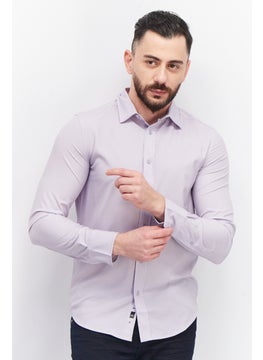 Men Regular Fit Plain Long Sleeve Casual Shirt, Lavender