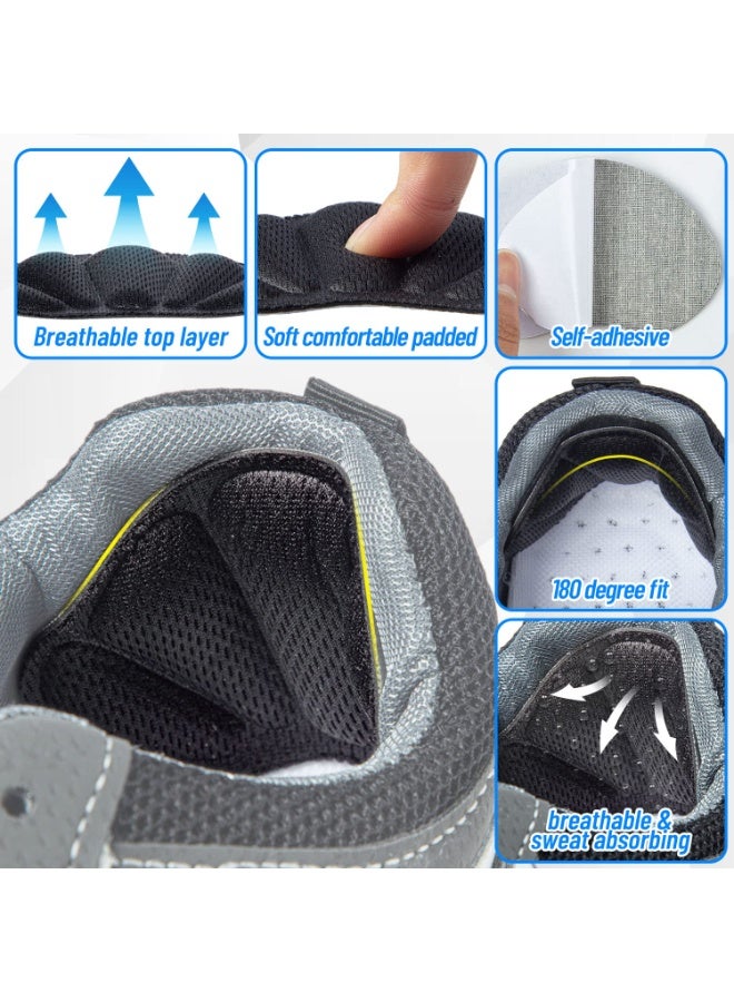 LEBOCADO 8Pcs Mesh Heel Grips Liner Cushions, Self-Adhesive Shoe Insert Pads for Too Big Loose Shoes, Prevent Rubbing Blisters Slip Filler, Soft Breathable Foot Care Protectors for Men Women, Black - Image 3