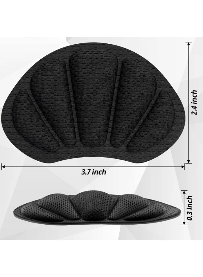 LEBOCADO 8Pcs Mesh Heel Grips Liner Cushions, Self-Adhesive Shoe Insert Pads for Too Big Loose Shoes, Prevent Rubbing Blisters Slip Filler, Soft Breathable Foot Care Protectors for Men Women, Black - Image 2