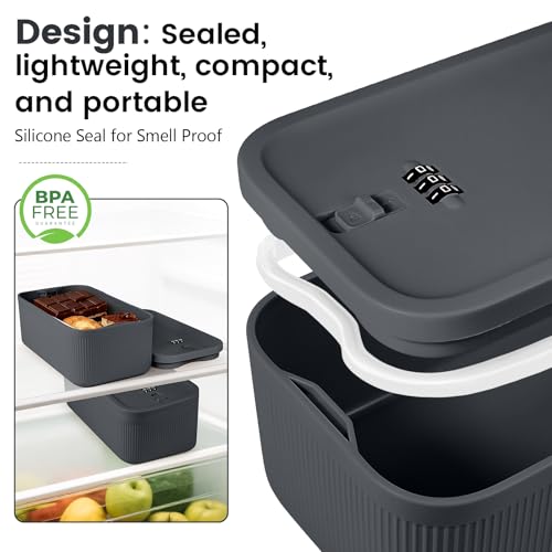 Seggmntree Small Lock Box,Lockable Storage Box with Combination Code for Medication Safe, Medicine Lock Box for Pills/First Aid Kits/Food/Snack Phone Jail,Locked Container for Home/Fridge/Office/School(Grey) - Image 4