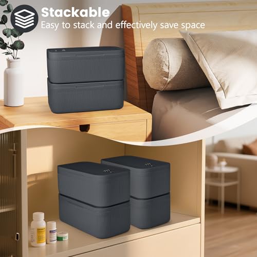 Seggmntree Small Lock Box,Lockable Storage Box with Combination Code for Medication Safe, Medicine Lock Box for Pills/First Aid Kits/Food/Snack Phone Jail,Locked Container for Home/Fridge/Office/School(Grey) - Image 5