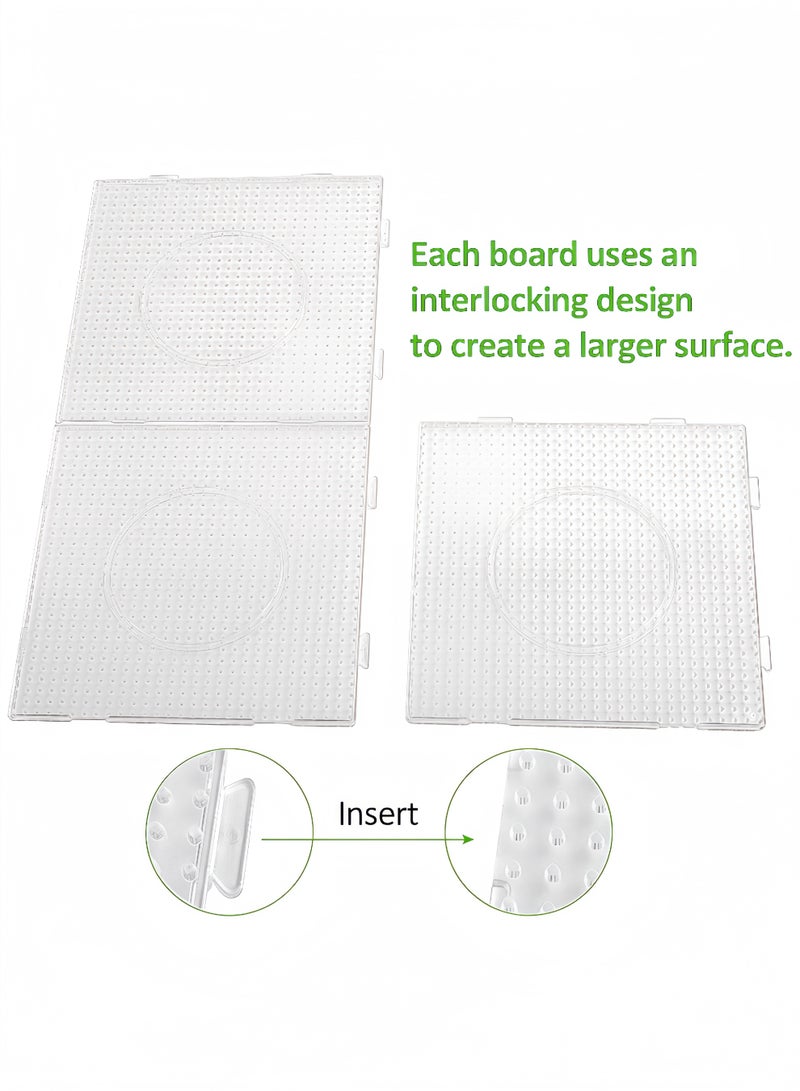 Peachjoy 4 Pcs Square Bead Pegboard Crafts, Hama Bead Board Set Plastic Fuse Bead Pegboards DIY Bead Craft Accessories Kids Artistic Pegboard Activities Handcraft Bead Boards for Kids Adults DIY Handcraft - Image 5