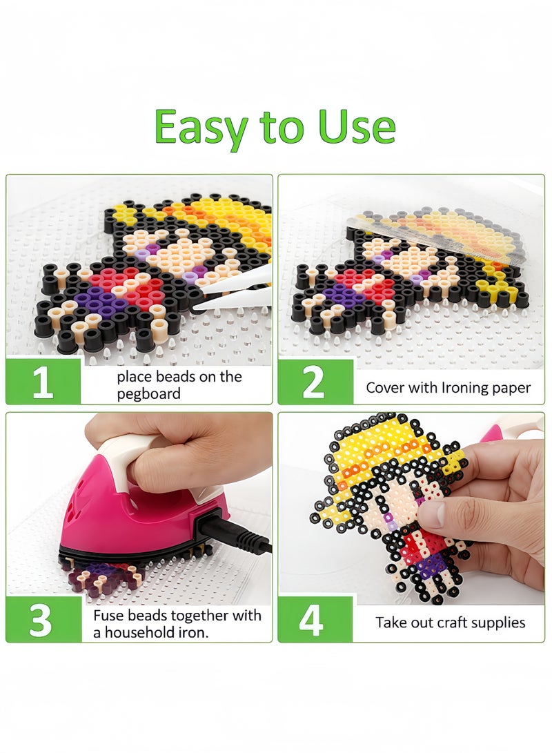 Peachjoy 4 Pcs Square Bead Pegboard Crafts, Hama Bead Board Set Plastic Fuse Bead Pegboards DIY Bead Craft Accessories Kids Artistic Pegboard Activities Handcraft Bead Boards for Kids Adults DIY Handcraft - Image 3