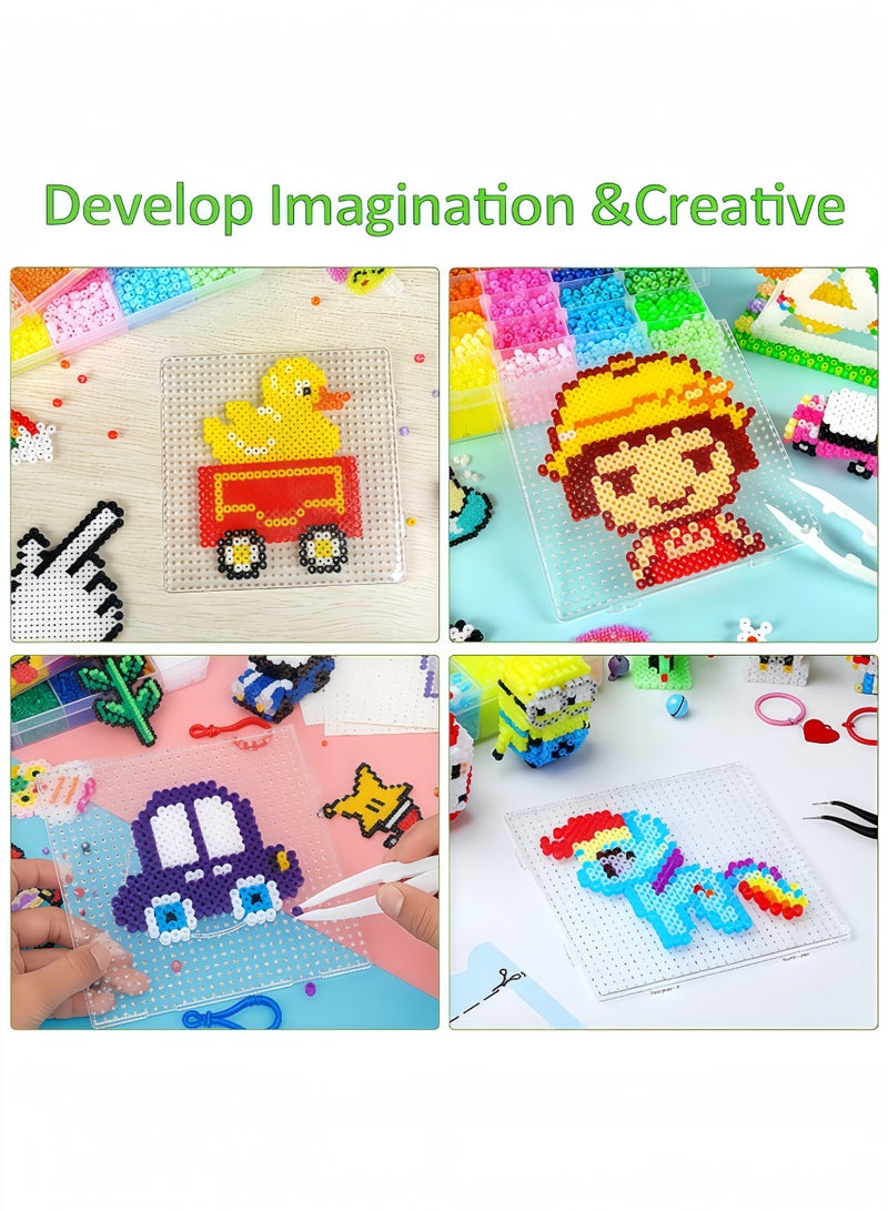 Peachjoy 4 Pcs Square Bead Pegboard Crafts, Hama Bead Board Set Plastic Fuse Bead Pegboards DIY Bead Craft Accessories Kids Artistic Pegboard Activities Handcraft Bead Boards for Kids Adults DIY Handcraft - Image 2