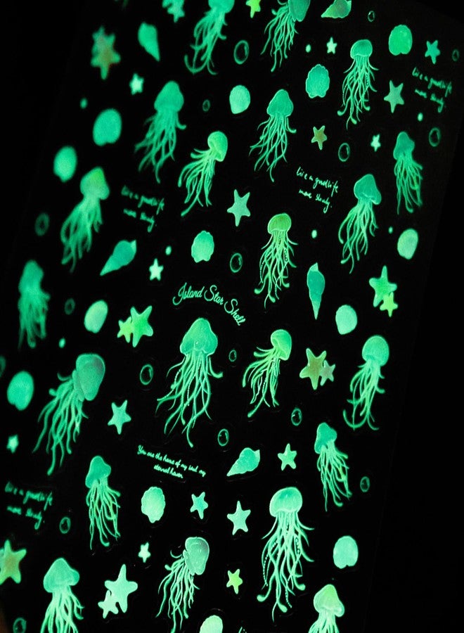 FDSQHSA 1 Sheets Summer Ocean Nail Stickers for Nail Art Self-Adhesive Jellyfish Nail Art Stickers Starfish Conch Shell Nail Decals Beach Nail Design Stickers for Women DIY Nail Decorations - Image 5