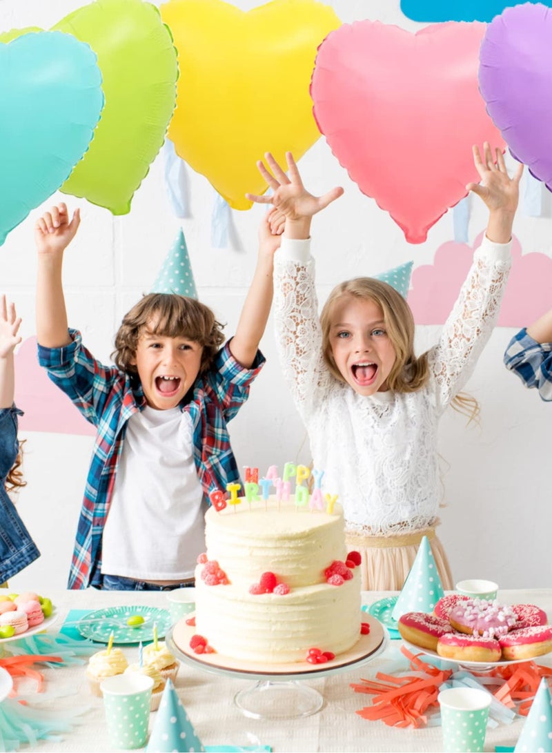 12 Colorful Heart Balloons with Ribbon, 18 inch, Aluminum Film Balloons, Baby Shower Decoration, Birthday, Party, Wedding, Graduation - Image 2