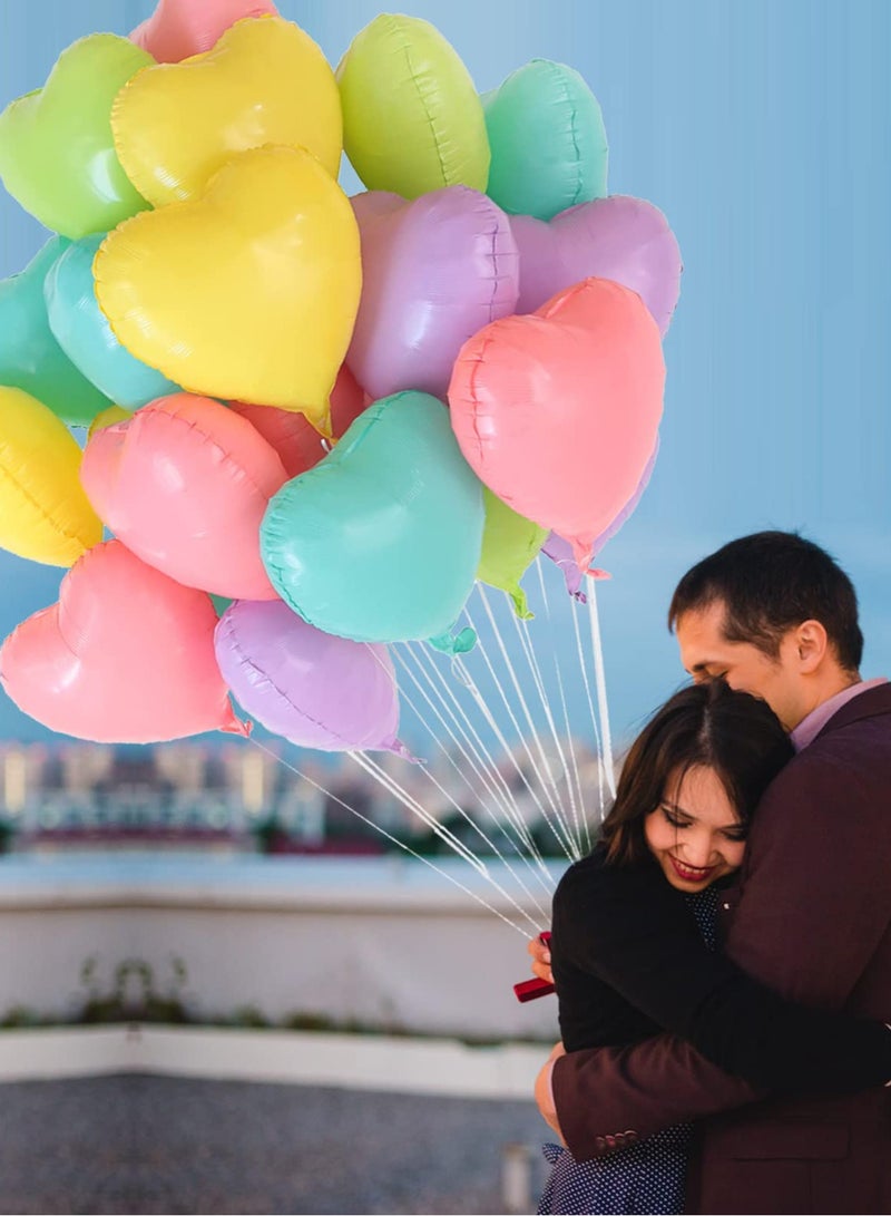 12 Colorful Heart Balloons with Ribbon, 18 inch, Aluminum Film Balloons, Baby Shower Decoration, Birthday, Party, Wedding, Graduation - Image 3