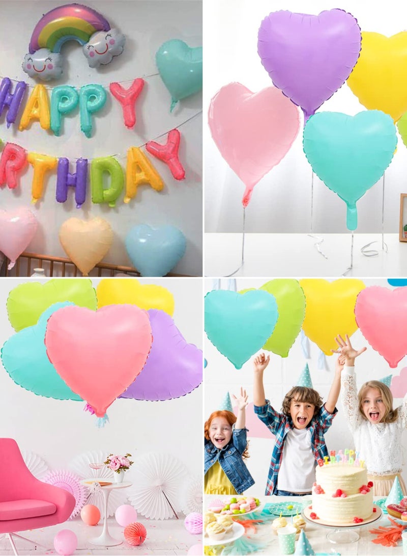 12 Colorful Heart Balloons with Ribbon, 18 inch, Aluminum Film Balloons, Baby Shower Decoration, Birthday, Party, Wedding, Graduation - Image 4