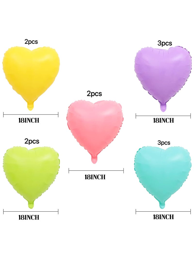 12 Colorful Heart Balloons with Ribbon, 18 inch, Aluminum Film Balloons, Baby Shower Decoration, Birthday, Party, Wedding, Graduation - Image 5