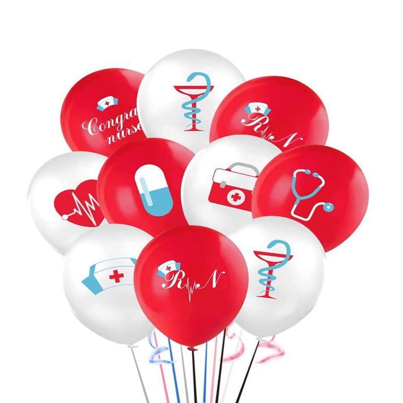 Soochat Nurse Balloons Nursing Latex Balloon Graduation Party Balloons for Nurse Graduation Themed Party Decoration Medical Rn Decor Supplies 12 Pcs - Image 2