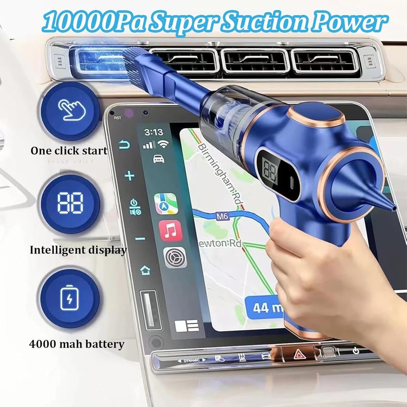 HASTHIP Hand Vacuum Cleaner,HASTHIP Cordless Handheld Vacuum Cleaner,3-in-1 Mini Handheld Vacuum,120W Air Duster 10000Pa Super Suction,USB Vacuum Cleaner for Car,Home, Keyboard, Pet Hair (Black) - Image 2