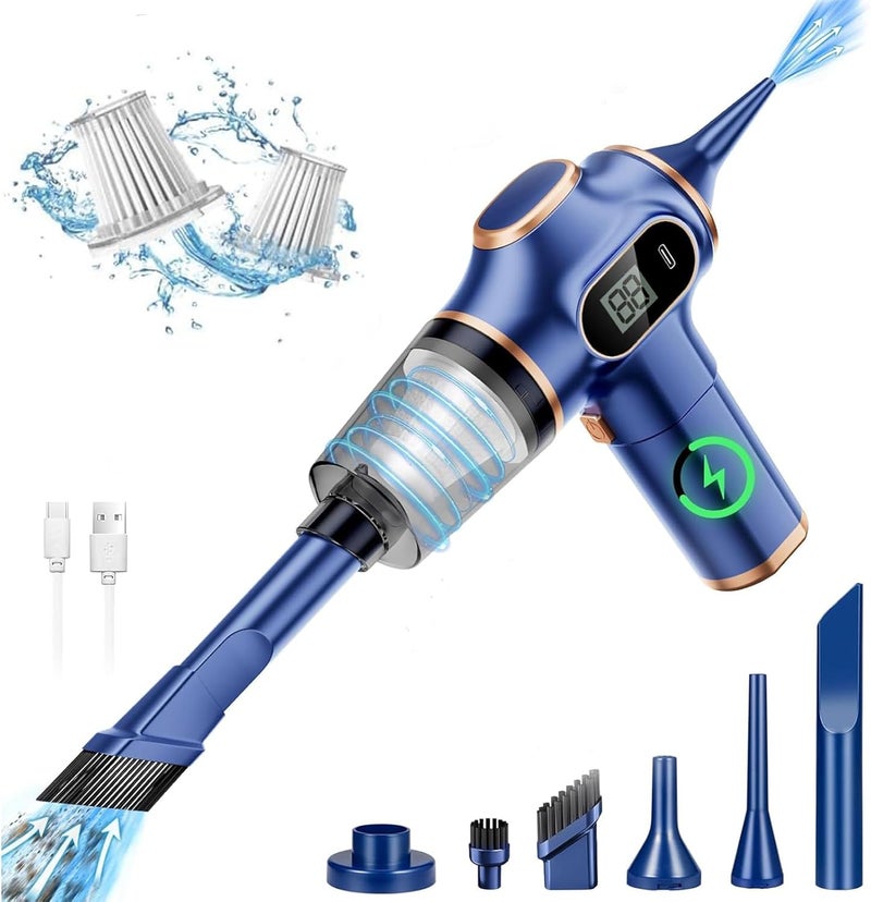 HASTHIP Hand Vacuum Cleaner,HASTHIP Cordless Handheld Vacuum Cleaner,3-in-1 Mini Handheld Vacuum,120W Air Duster 10000Pa Super Suction,USB Vacuum Cleaner for Car,Home, Keyboard, Pet Hair (Black) - Image 1