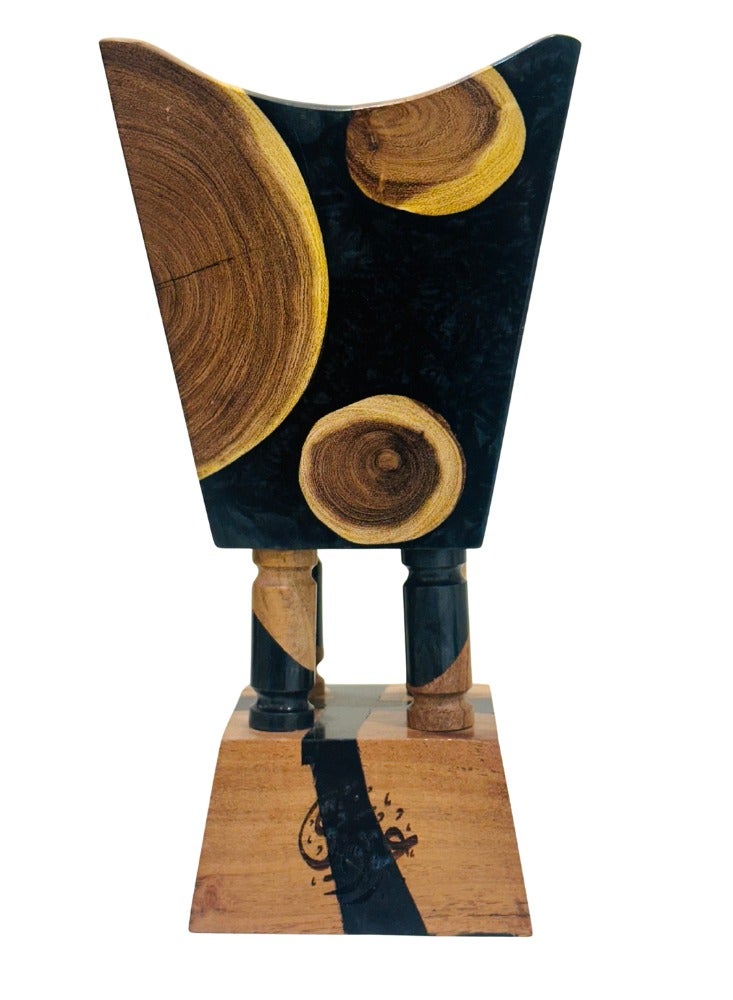 أودي "مبخرة فاخرة من العود الراتنجي والخشب الطبيعي – مبخرة يدوية سوداء بحجم 9 إنش للبخور والعود واللبان – مبخرة ديكورية راقية للمجالس، المنزل، المكتب والهدايا " - Image 1